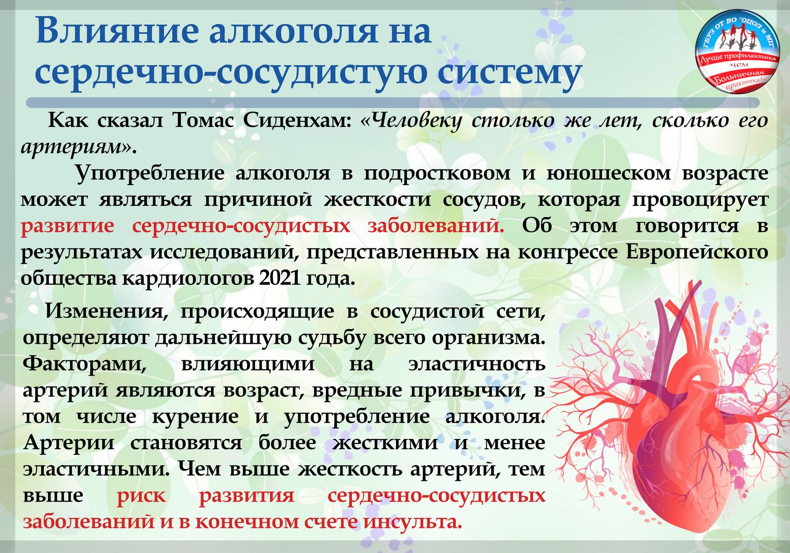 Влияние алкоголя на сердечно-сосудистую систему